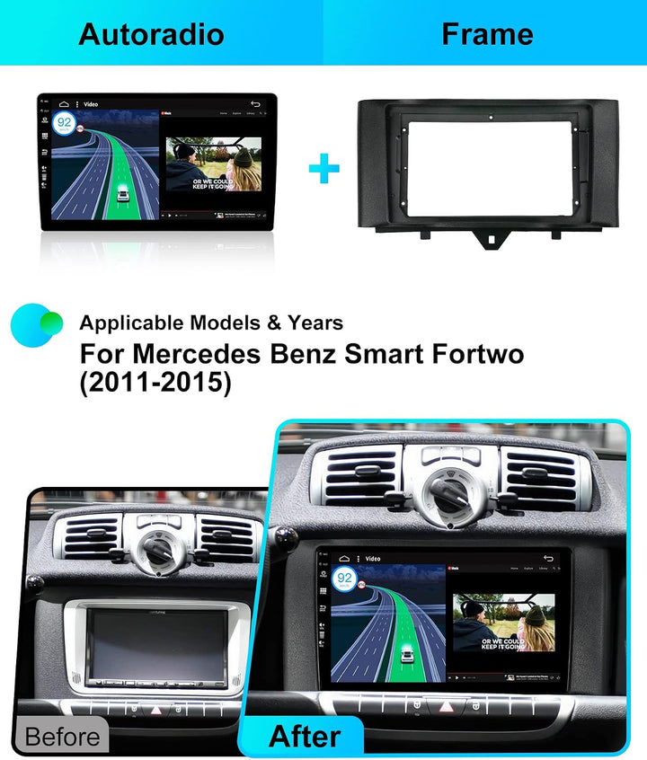 Android 15 IPS Autoradio Passt für Mercedes Benz Smart Fortwo (2011-2015) - Eingebautes CarPlay Andr