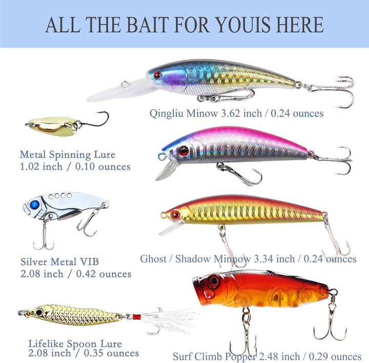 Angelköder Tackle Box Bass Fishing Kit, Salzwasser und Süsswasser Köder Angelausrüstung einschliessl