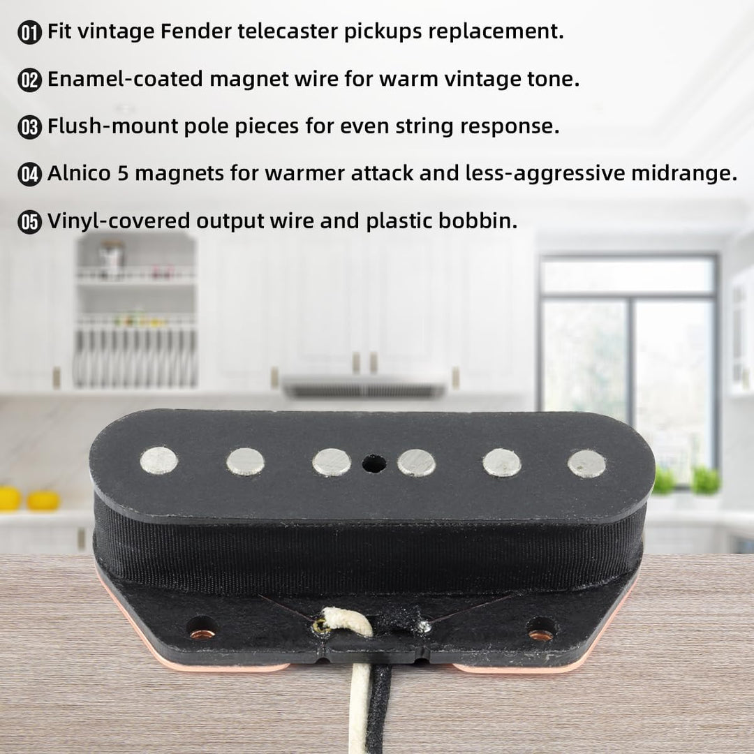 Alnico 5 Tele Bridge Pickup & Neck Pickup Tele Pickup Set Fit Telecaster Gitarre Part Vintage-Schwar