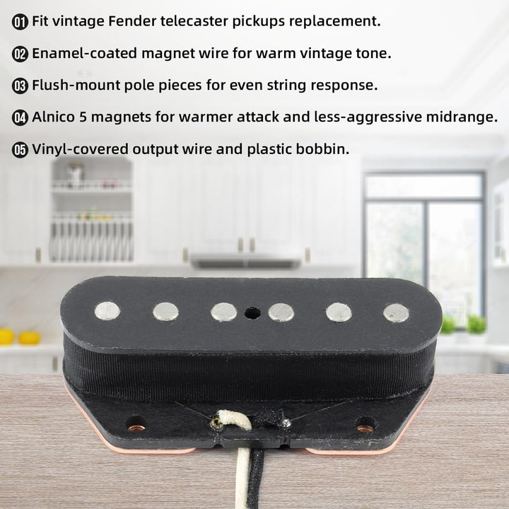 Alnico 5 Tele Bridge Pickup & Neck Pickup Tele Pickup Set Fit Telecaster Gitarre Part Vintage-Schwar