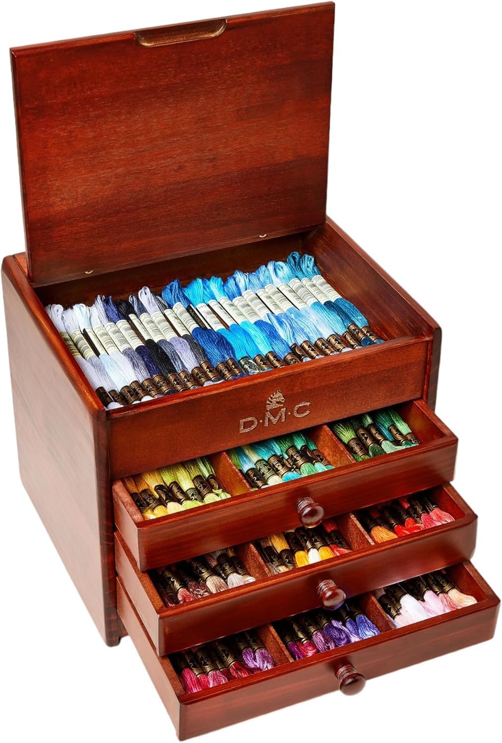 DMC Aufbewahrungsbox aus Holz, inkl. 120 Fäden