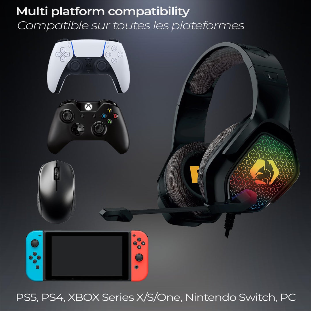 EMPIRE GAMING H-3 RGB Kopfhörer für PS5, PS4, Xbox, Switch, PC, Mac, Smartphones, Tablets, High Defi