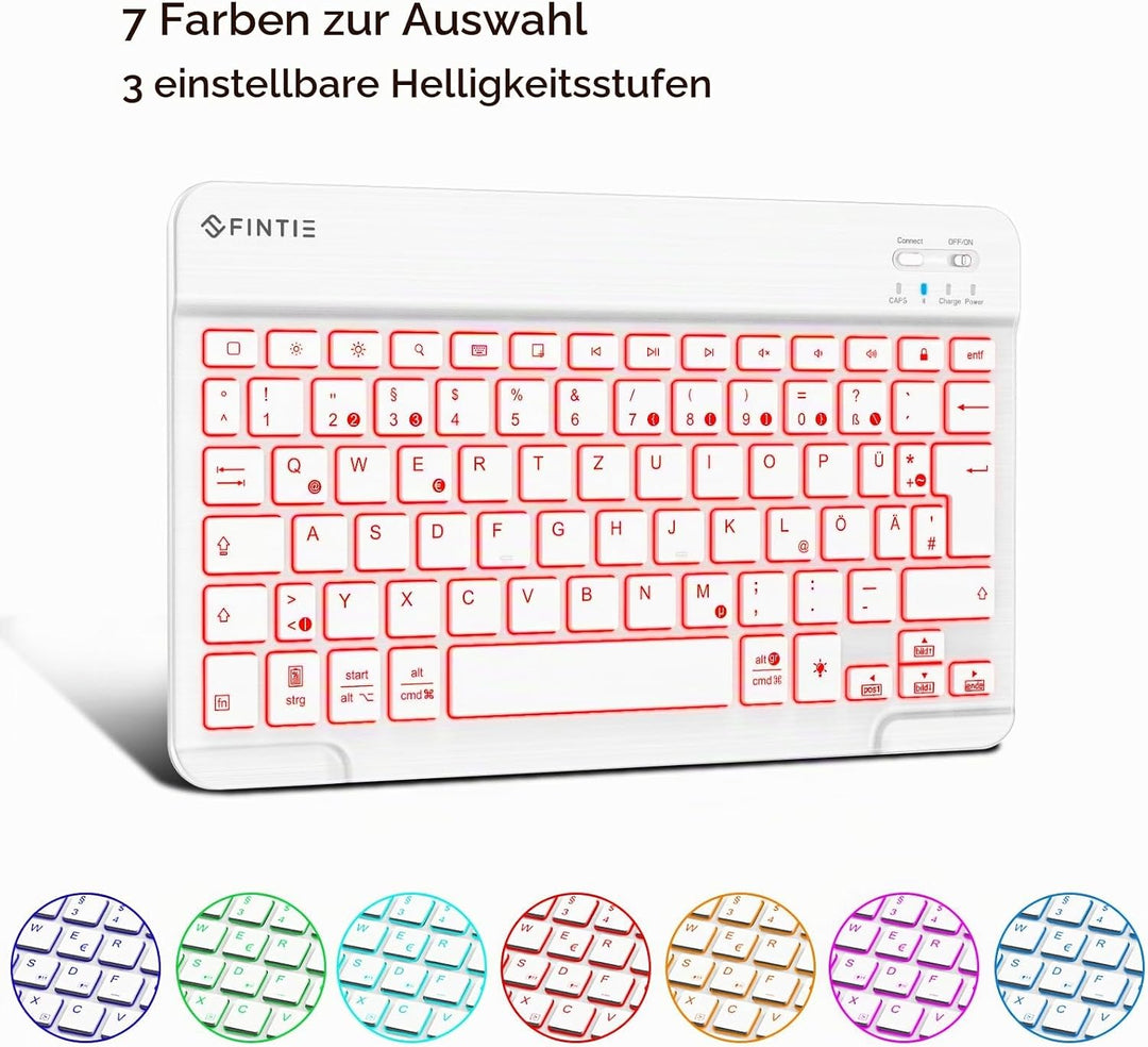 Fintie Tastatur Hülle für iPad 10. Generation 2022 (10.9 Zoll), Keyboard Case mit 7-farbig Beleuchte