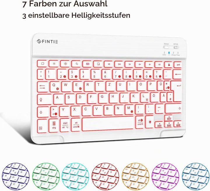 Fintie Tastatur Hülle für iPad 10. Generation 2022 (10.9 Zoll), Keyboard Case mit 7-farbig Beleuchte
