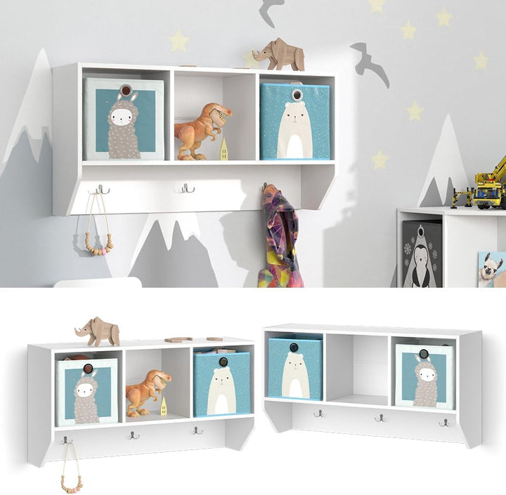Vicco Wandregal für das Kinderzimmer Luigi, Weiss, 107 x 56 cm mit 2 Faltboxen Opt.2 Regal 107x56 cm