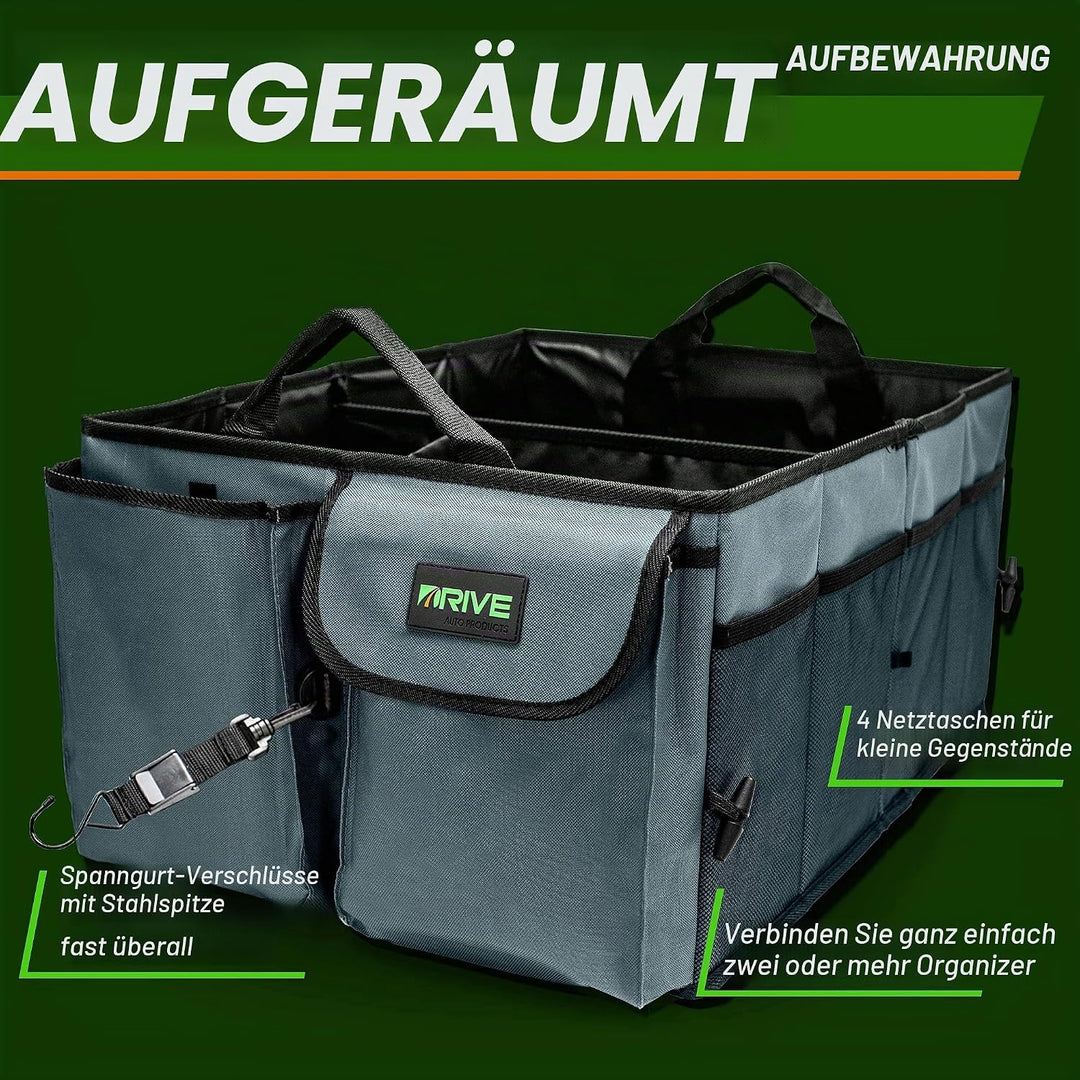 Drive Auto Products Kofferraum Organizer - Praktische Kofferraumtasche mit Fächern - Einkaufskorb, A