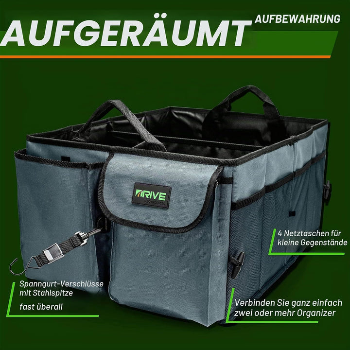 Drive Auto Products Kofferraum Organizer - Praktische Kofferraumtasche mit Fächern - Einkaufskorb, A