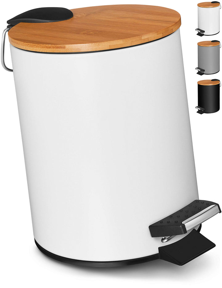 VMbathrooms 3L Kosmetikeimer in edlem weissem Design | Tretmülleimer mit Absenkautomatik (Soft Close