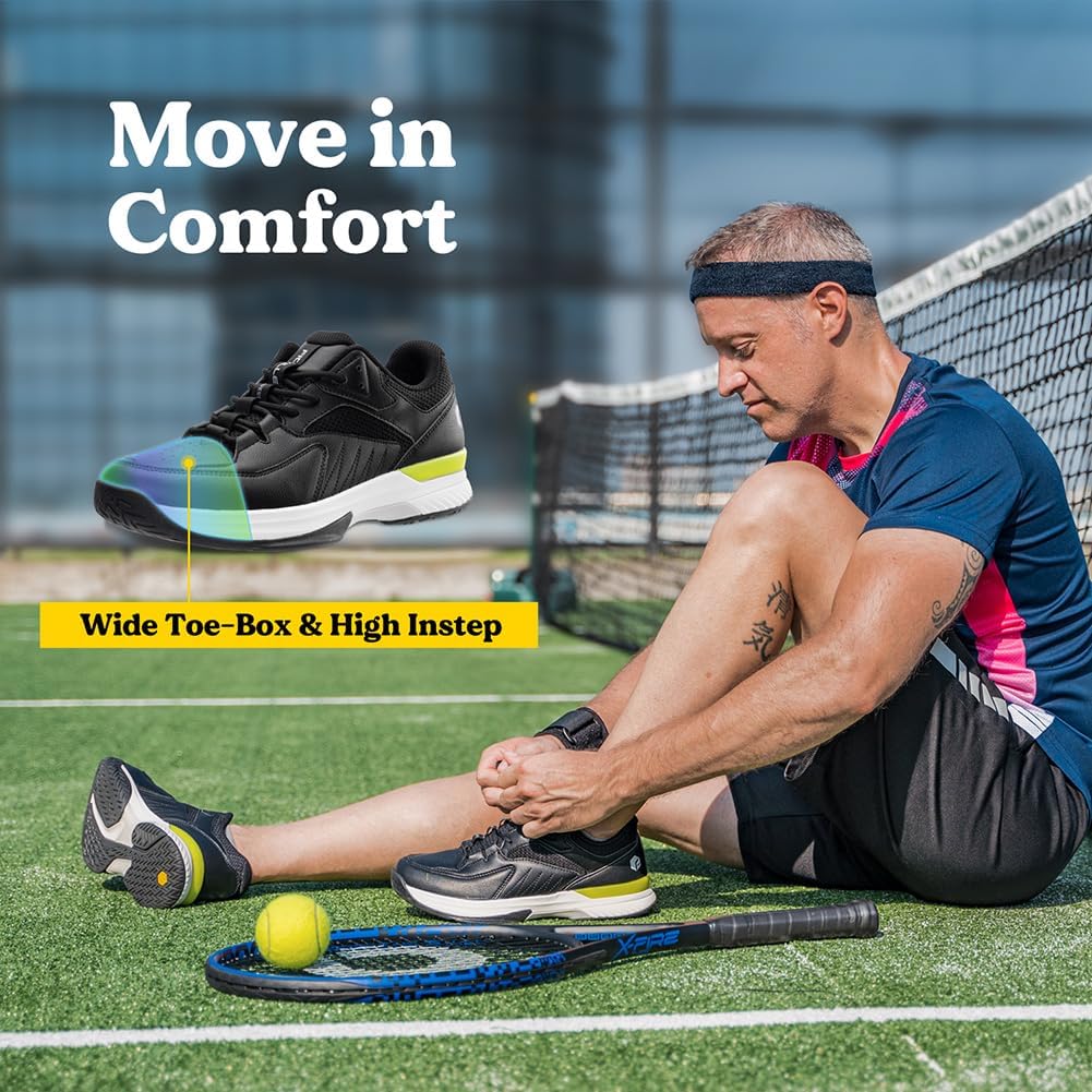 FitVille Extra Weit Tennisschuhe Herren Breit Hallenturnschuh Atmungsaktiv Training Schuhe für Tenni