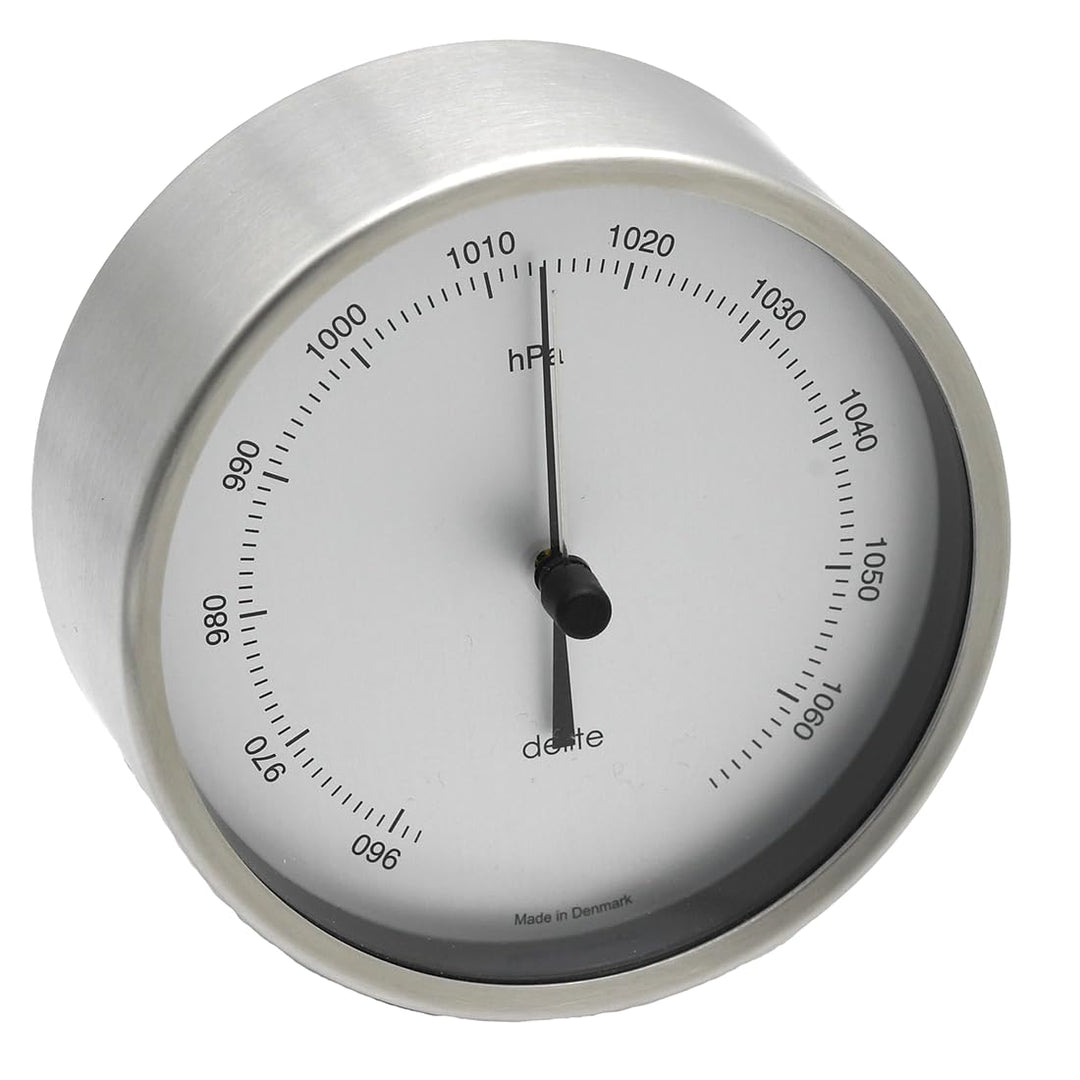 Delite Clausen 605500 Edelstahl gebürstet Barometer Zifferblatt satiniert B x H 100 mm x 44 mm