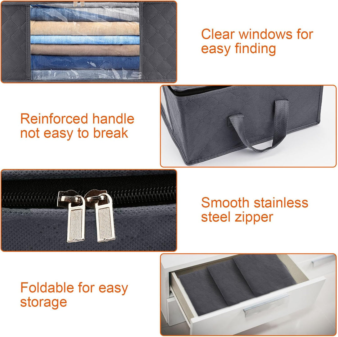 Withosent 6 Stück 35L Aufbewahrungstasche Schrank Organizer Set, Faltbare Kleideraufbewahrung mit Ve