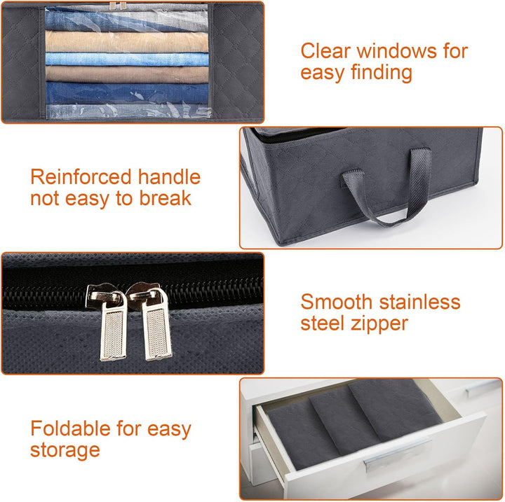Withosent 6 Stück 35L Aufbewahrungstasche Schrank Organizer Set, Faltbare Kleideraufbewahrung mit Ve