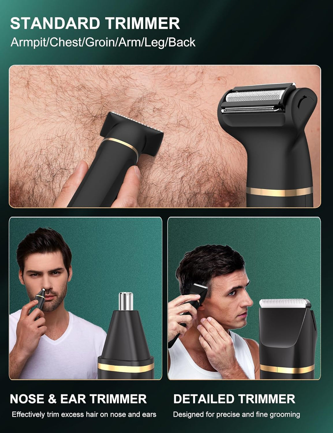 Intimrasierer Mann, 3-in-1 Nasenhaartrimmer und Rasierer Herren Elektrisch mit Stehender Ladestation