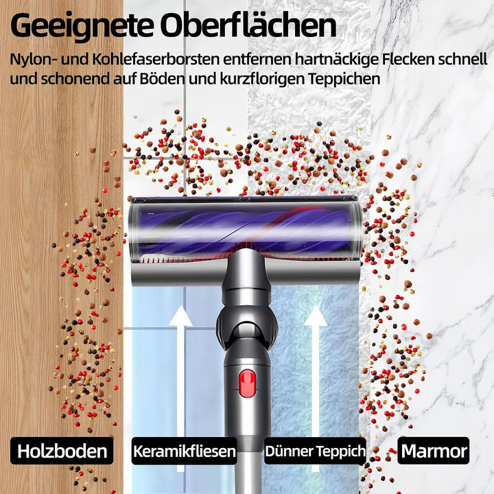 Elektrische Bodendüse Kompatibel mit Dyson V7 V8 V10 V11 V15 Staubsauger, Turbobürste mit Direktantr