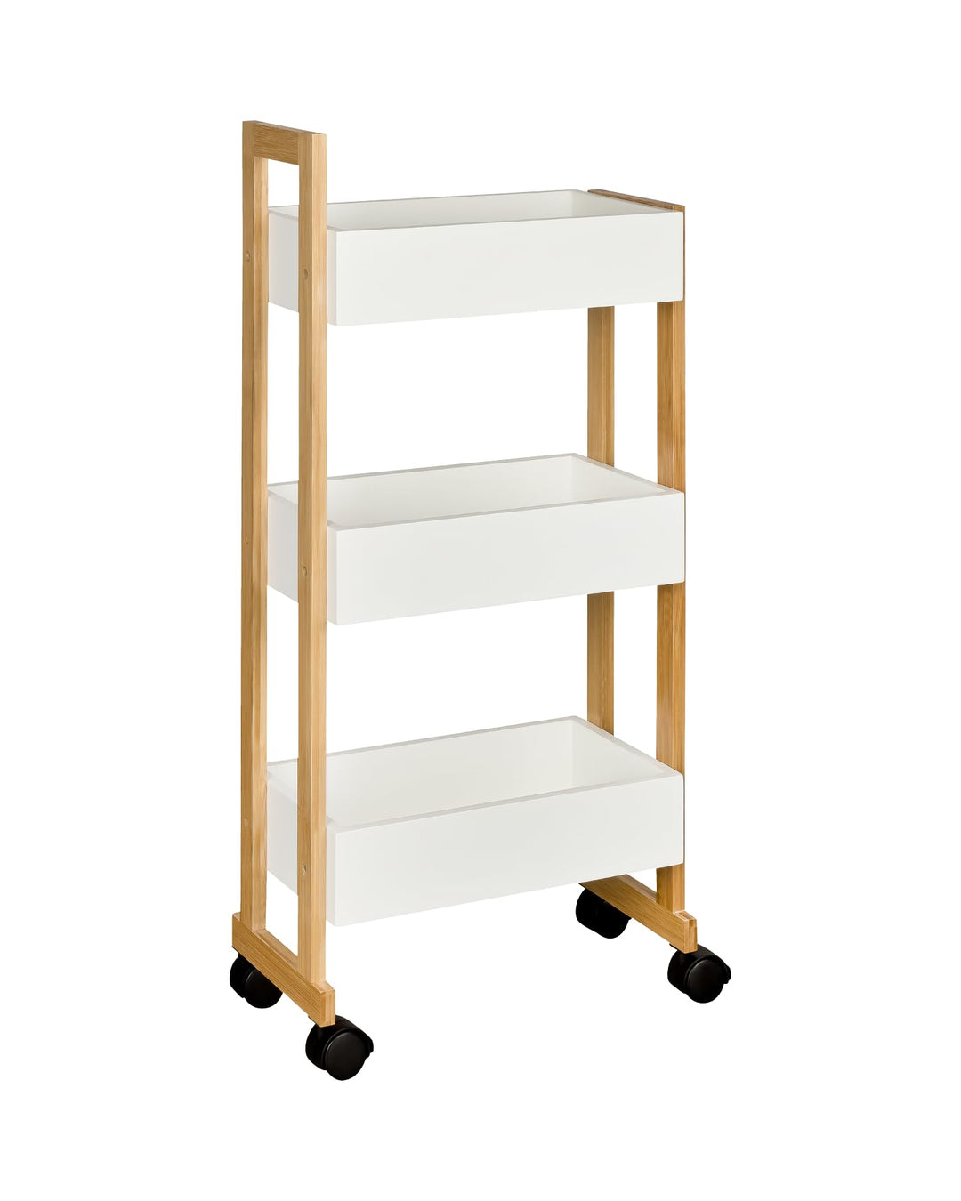 shelfmade Nischenregal Bambus - Küchenwagen schmal - Badregal Rollwagen - Küchenregal weiss, Nischen