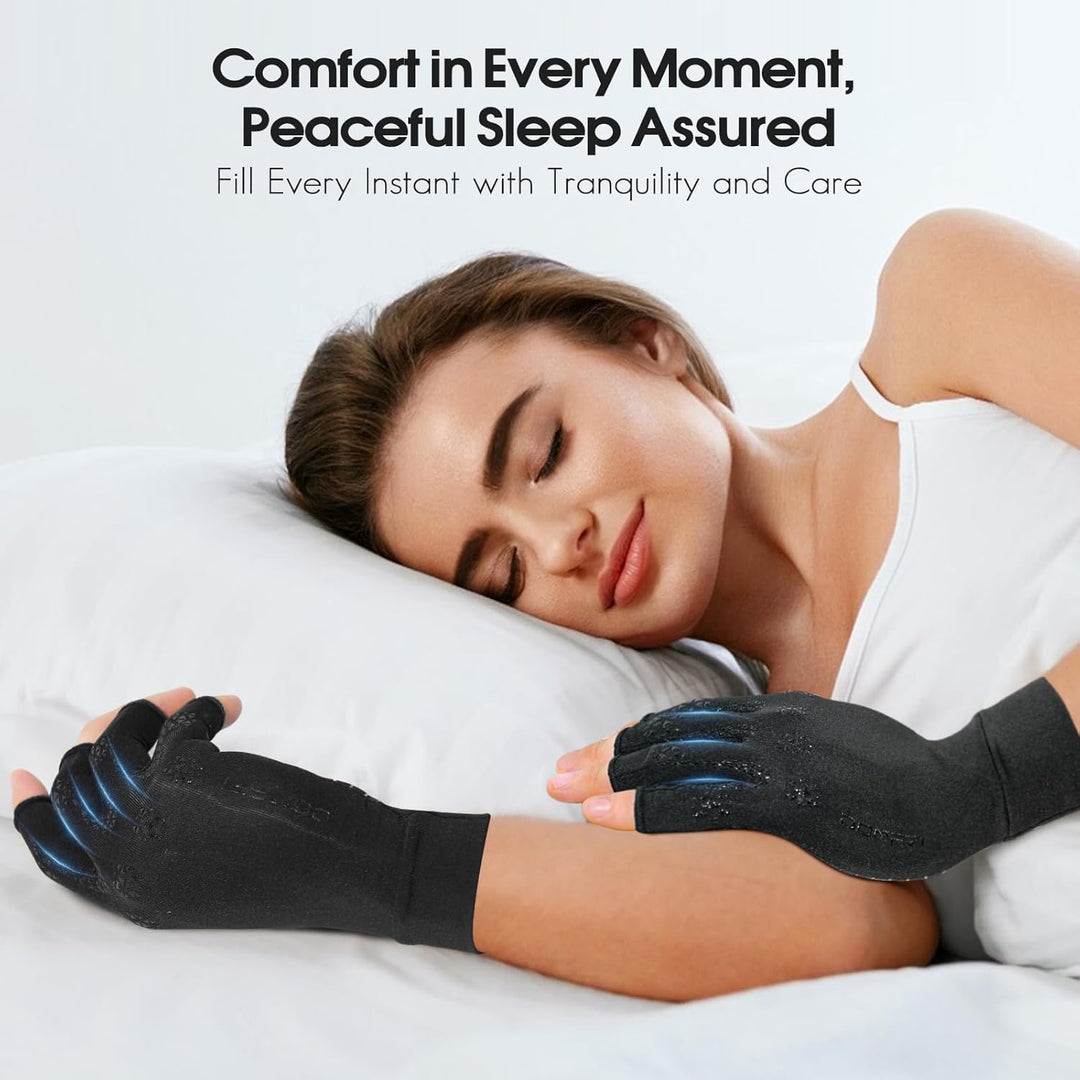 Donfri 2 Paar Kupfer- Arthritis-Kompressionshandschuhe Damen Herren Schwarz (M) M Schwarz (2 Paar),