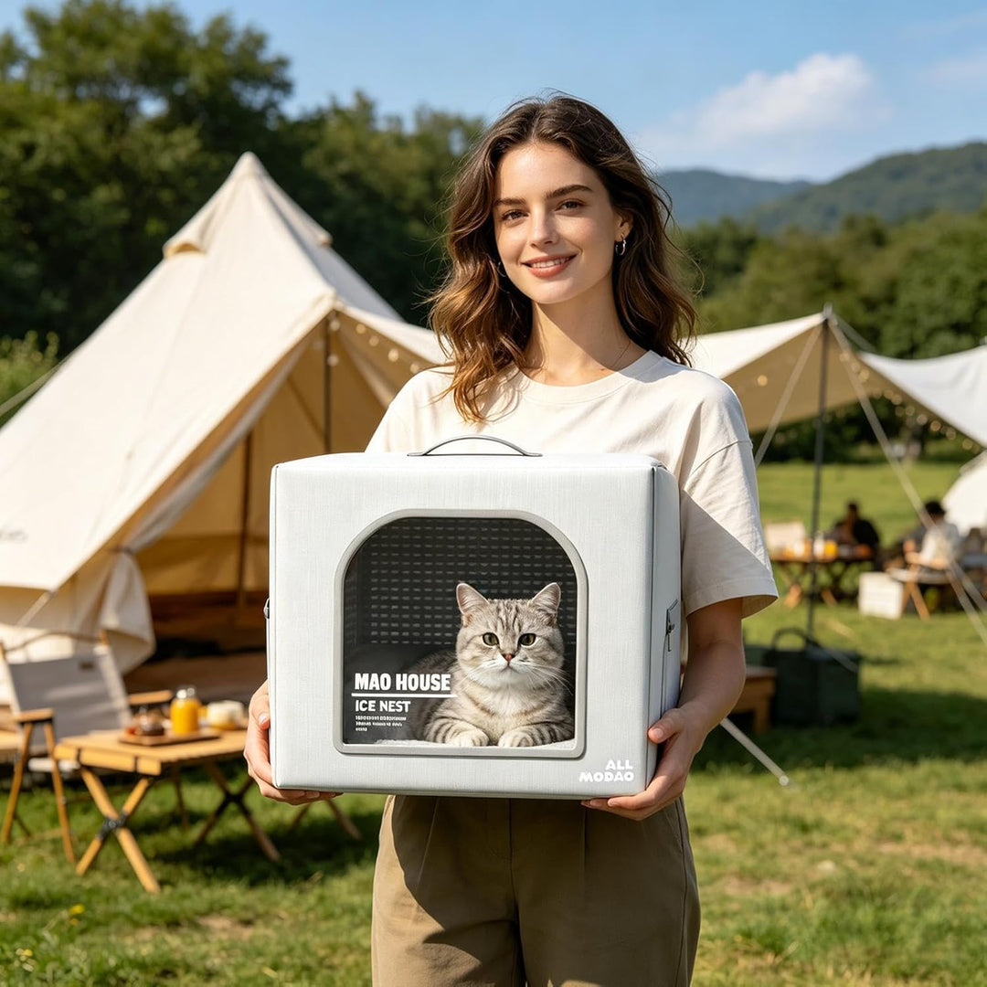 Kühlende Hundehütte, faltbar, wetterfest, isolierte Höhle mit 8 wiederverwendbaren Kühlakkus, Hundeh