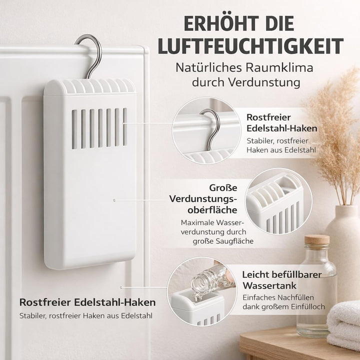 Luftbefeuchter für Heizung 5 Set inkl. Haken - Kunststoff Wasserverdunster 180ml - weiss - Wasserver