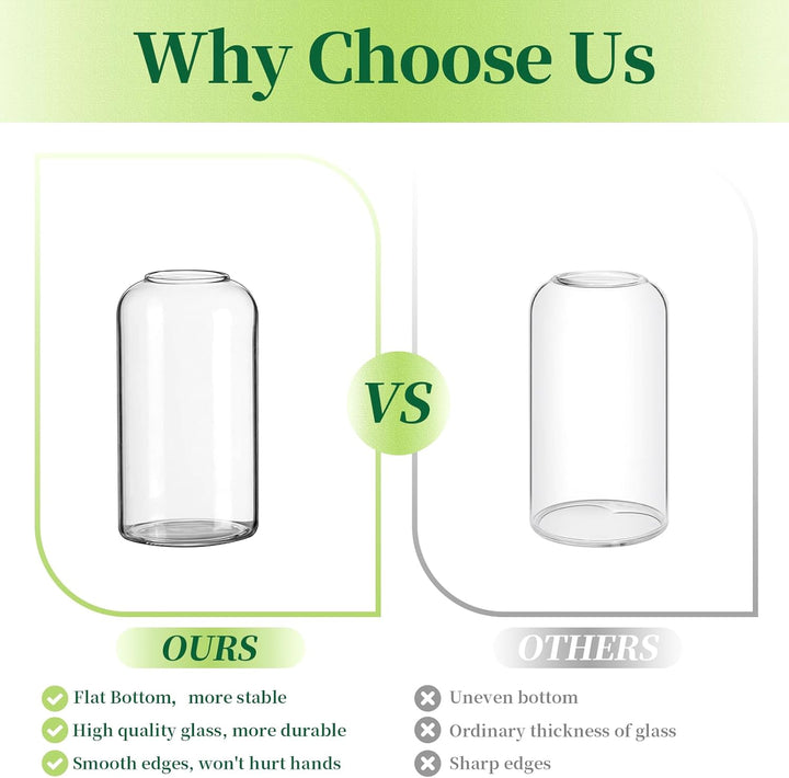 Hewory Kleine Vasen für Tischdeko: 6er Set Klar Vasen Deko Glaszylinder Vase Glas, Klein Glasvase Ru