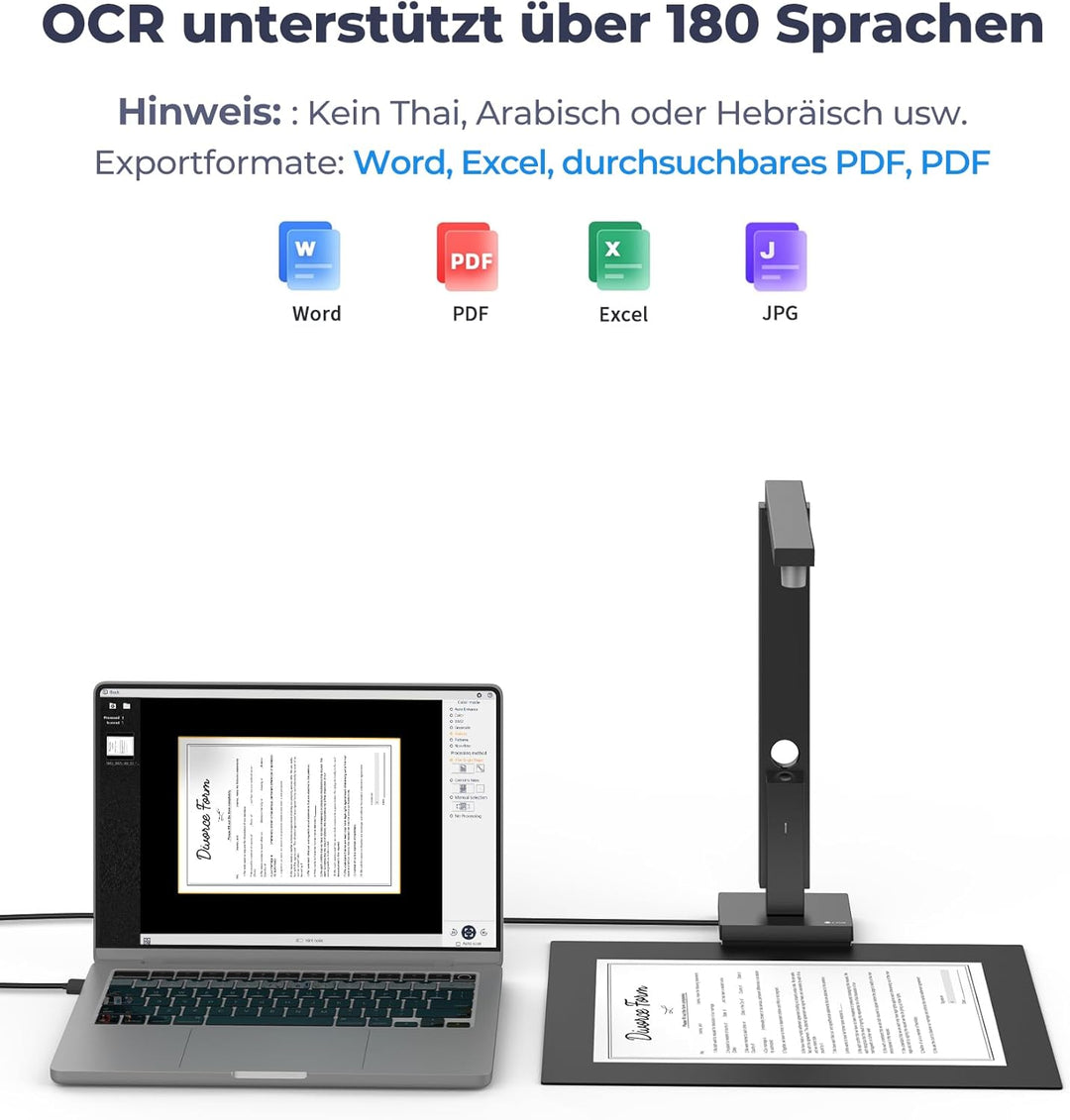 CZUR 8MP USB-Dokumentenkamera und Visualizer, A4 Dokumentenscanner tragbarer Scanner, für Lehr- und