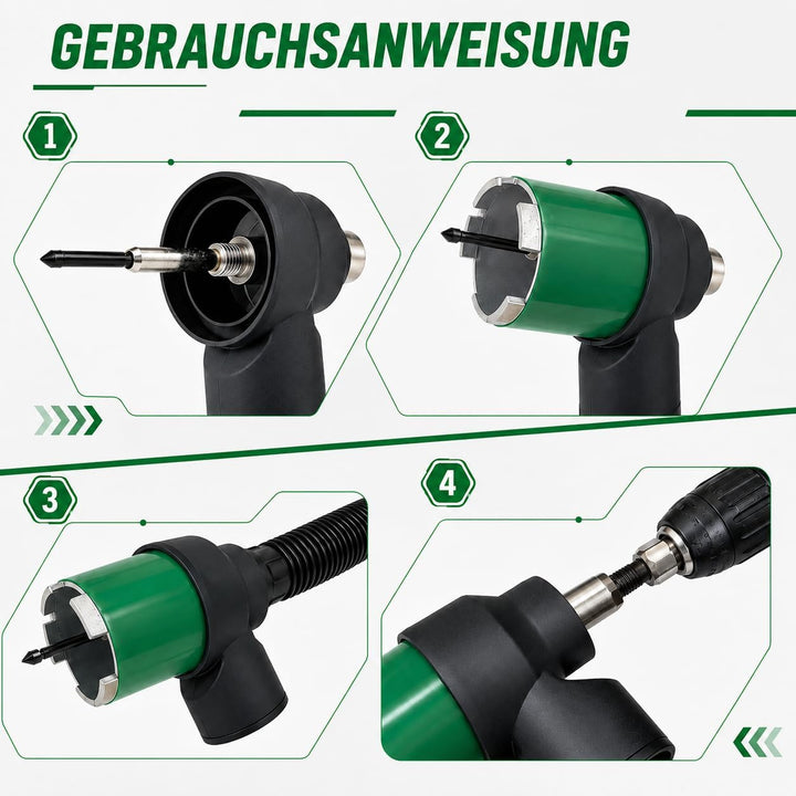 Staubabsaugung für Dosensenker M16, Absaugadapter für Bohrkrone 68/72/82 mm