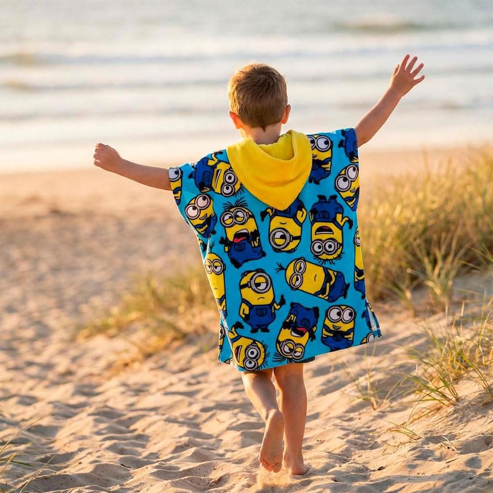 Minions Mikrofaser-Poncho für Kinder für Strand und Pool, aus Mikrofaser, für Jungen, Mädchen, mit K
