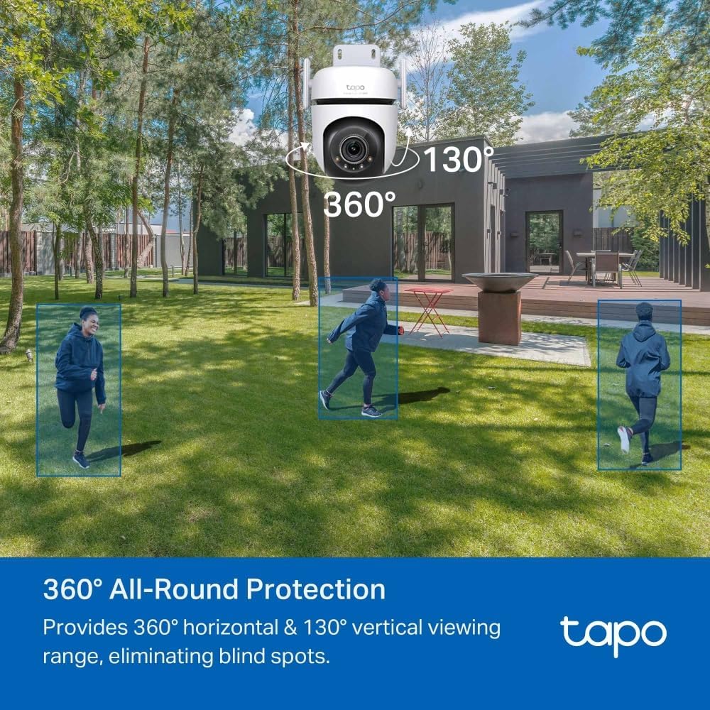 Tapo C52A 360° Überwachungskamera Aussen, 2K 4MP, Starlight Farbe Nachtsicht, KI-Erkennung, Bewegung