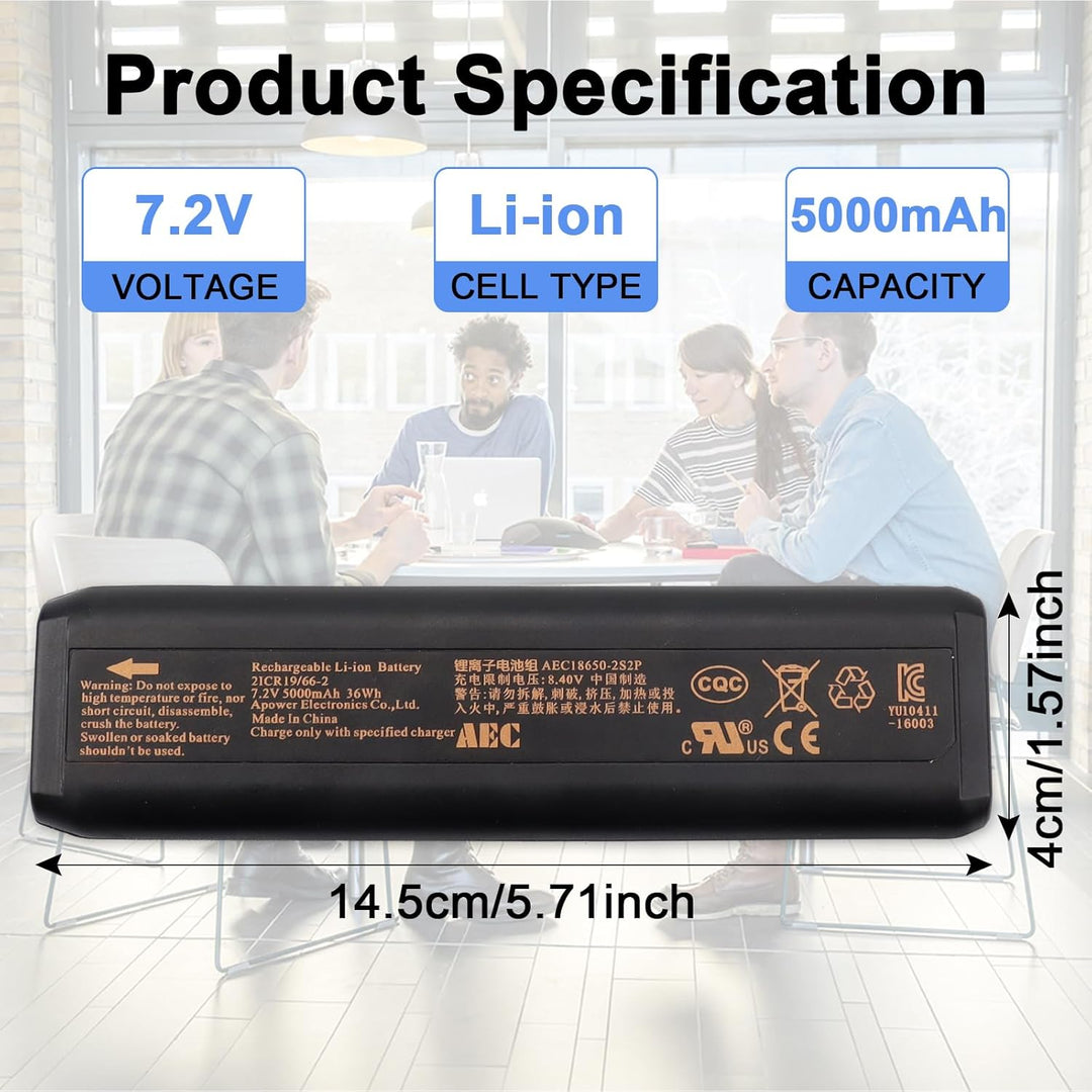 7,2 V 5000 mAh 36 Wh Ersatzakku, kompatibel mit Konftel 300M 300MX 300W 300WX, PN: Akku für Konftel