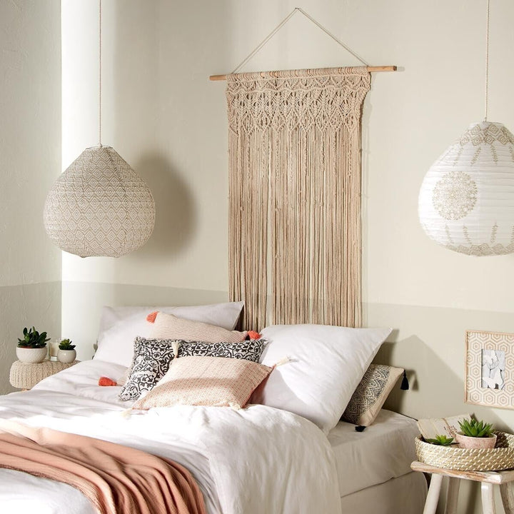 Macrame Wire Curtain Summer cm Beige, cm Beige