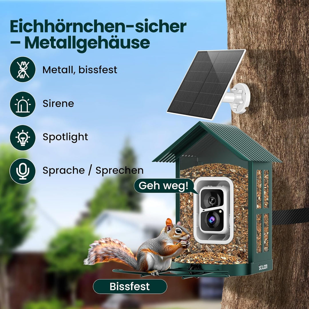 SOLIOM Vogelhaus mit Kamera,Vogelfutterspender für den Hinterhof, Vogelfutterhaus mit Video Aufnehme