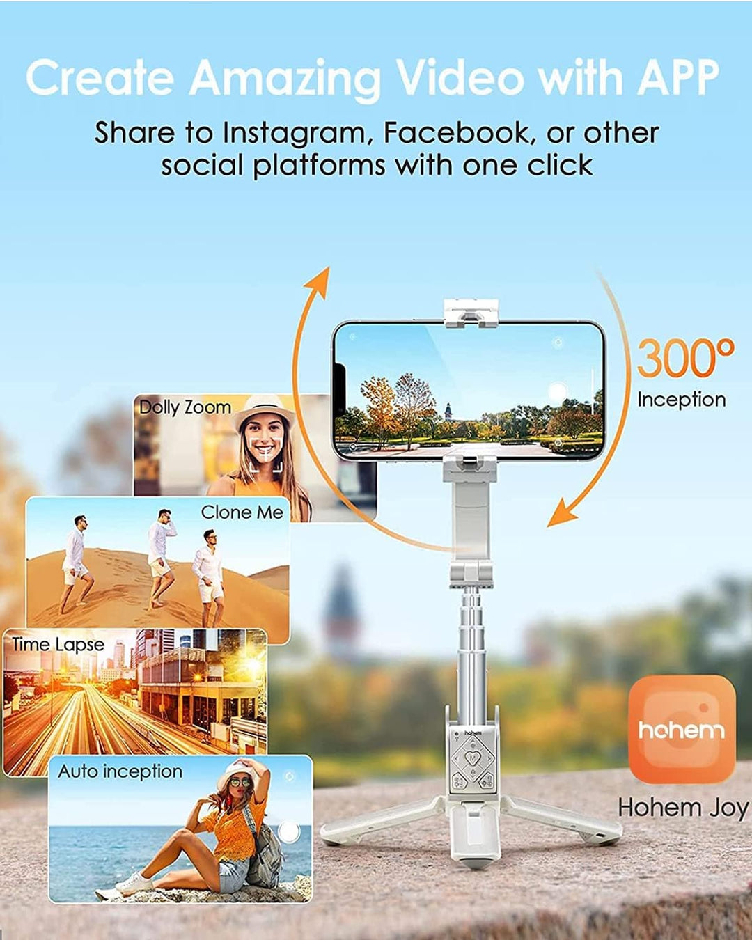 Single Achsen Smartphone Gimbal, hohem iSteady Q 4 in 1 Stabilisator mit Tripod, Selfie Stick Stativ