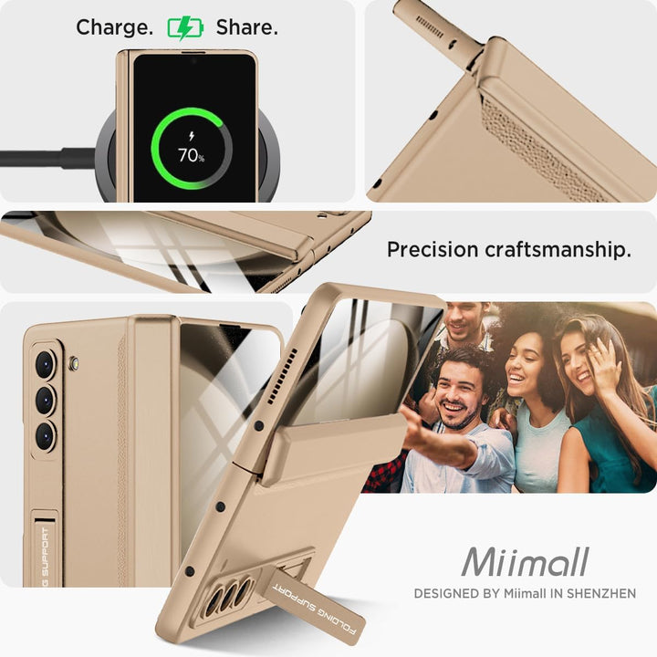 Miimall Hülle Kompatibel Mit Samsung Galaxy Z Fold 5, Robust PC Mit Displayschutz & Ständer, Anti Dr