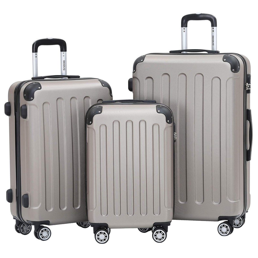 BEIBYE- Hartschalenkoffer Koffer Trolley Rollkoffer Reisekoffer Zahlenschloss 4 Zwilings-Rollen (Cha