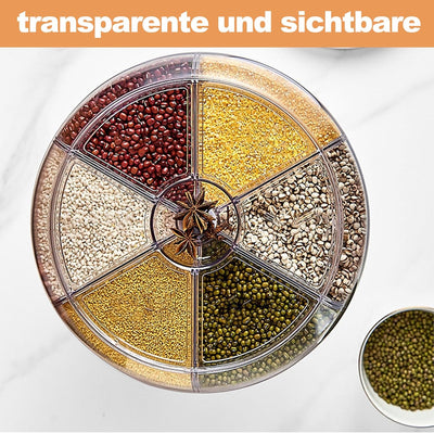 Müslispender, 360 ° drehbarer transparenter Reisspender mit 6 Gittern Reisspender Einschichtiger Sta