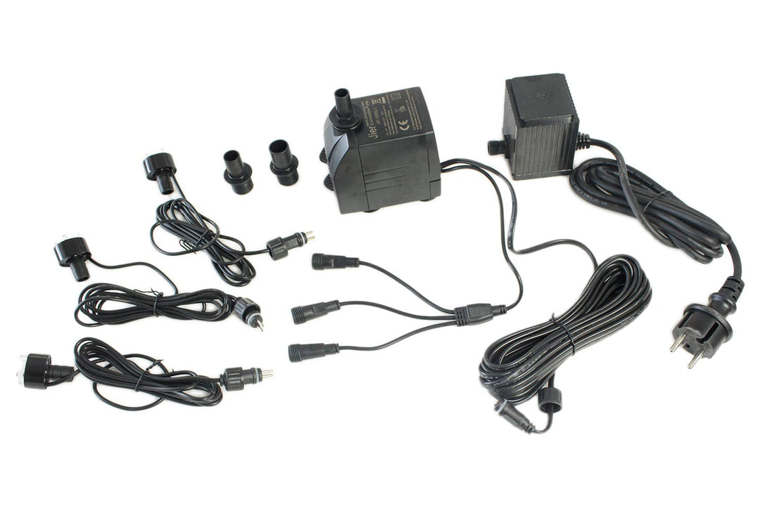 Arnusa Springbrunnenpumpe mit 3X LED Beleuchtung Tauchpumpe Teichpumpe Springbrunnen Pumpe (1500 L/H
