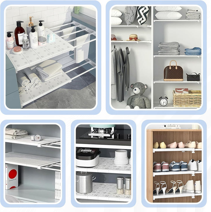 Verstellbare Einlegeböden Schrank - 24cm Weit, Verstellbare Länge 38-60cm - Erweiterbares Einlegeböd