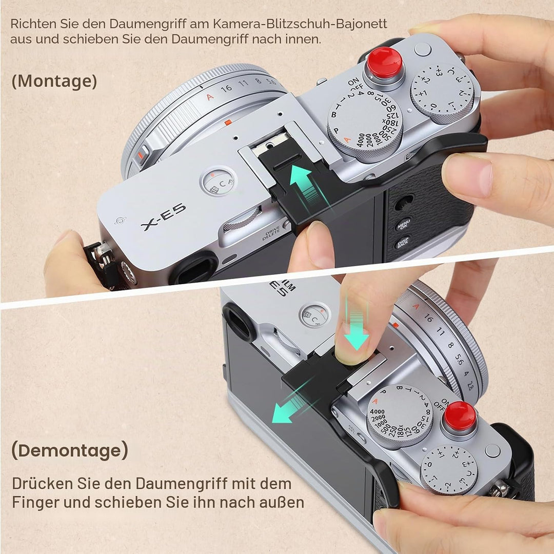 Haoge THB-XE5-B Daumen-Up-Griff für Fujifilm XE5 Kameragehäuse, digitales Zubehör, Metall, Blitzschu