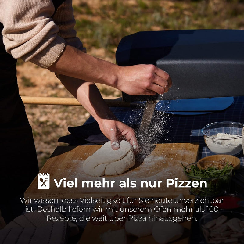 MasterPro Pizza Oven | Pizzaofen | Tragbarer Gasofen mit Schnellbackfunktion bis zu 500ºC | Pizzen i