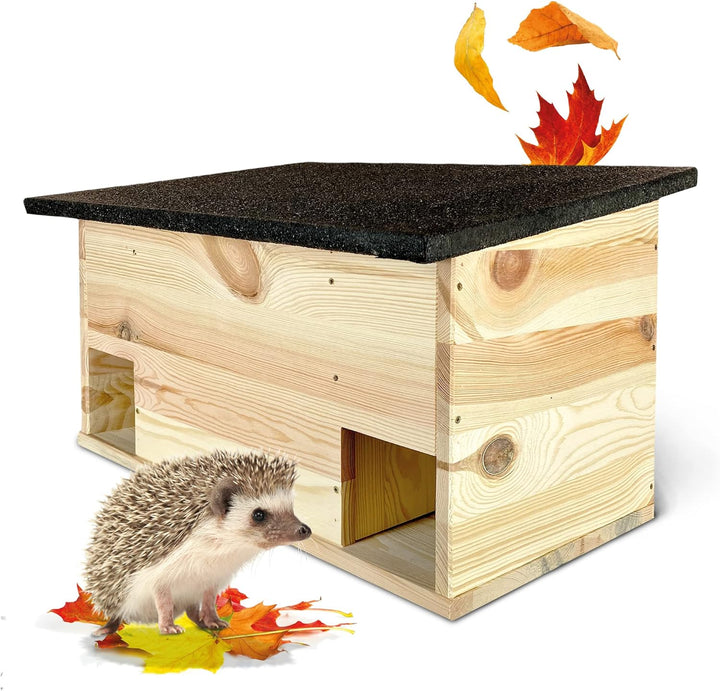 gartenetage Igelfutterhaus mit Boden aus Massiv-Holz/Igelhaus Winterfest, Katzensicher/Igelfutterhau