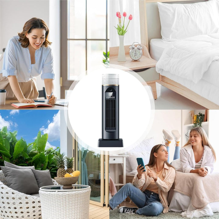 Leiser Ventilator Mit Kühlung | 4-in-1-Turmventilator/Luftbefeuchter/Verdunstungskühler Mit 7-farbig
