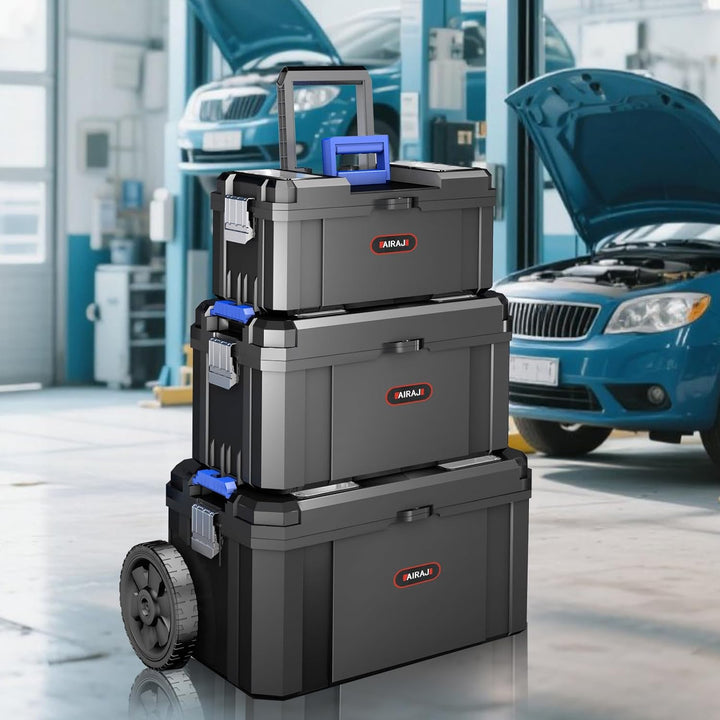 3-in-1 Werkzeugkoffer mit Rollen,Modularer Werkzeugkoffer Leer,Stapelbarer Werkzeugkiste,Oberteil mi
