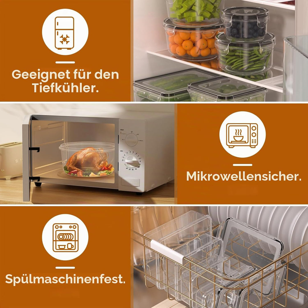 Frischhaltedosen mit Deckel, 40 Teile Vorratsdosen Set (20 Behälter & 20 Deckel),Meal Prep Boxen, Au
