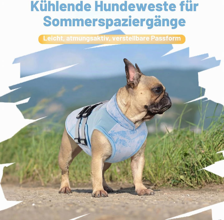 Kühlweste Hund Sommer Leicht Atmungsaktiv Kühlmantel Hund Mit D-Ring, Verstellbar Sonnenschutz Hunde