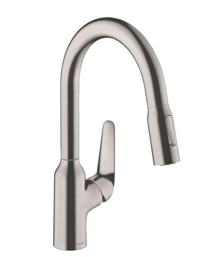 hansgrohe Küchenarmatur (Wasserhahn Küche 360° schwenkbar, ausziehbare Brause mit 2 Strahlarten, hoh