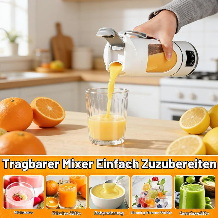 Tragbarer Mixer Smoothie Maker To Go, Pengrity 450 ML Portable Blender, mit LED Display, 12 Klingen,
