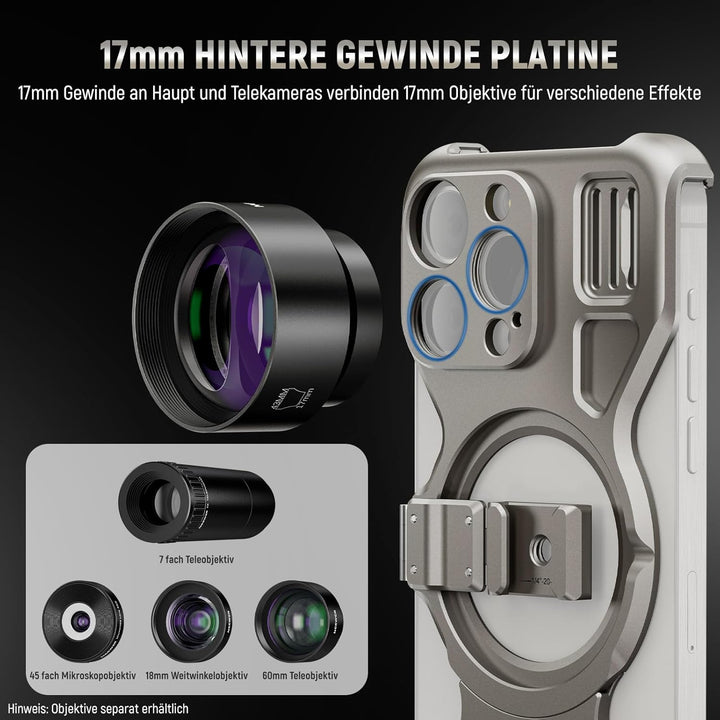 NEEWER LiteArmor Metallrahmen Hülle Kompatibel mit iPhone 15 Pro Max Video Rig Handy Stabilisator mi