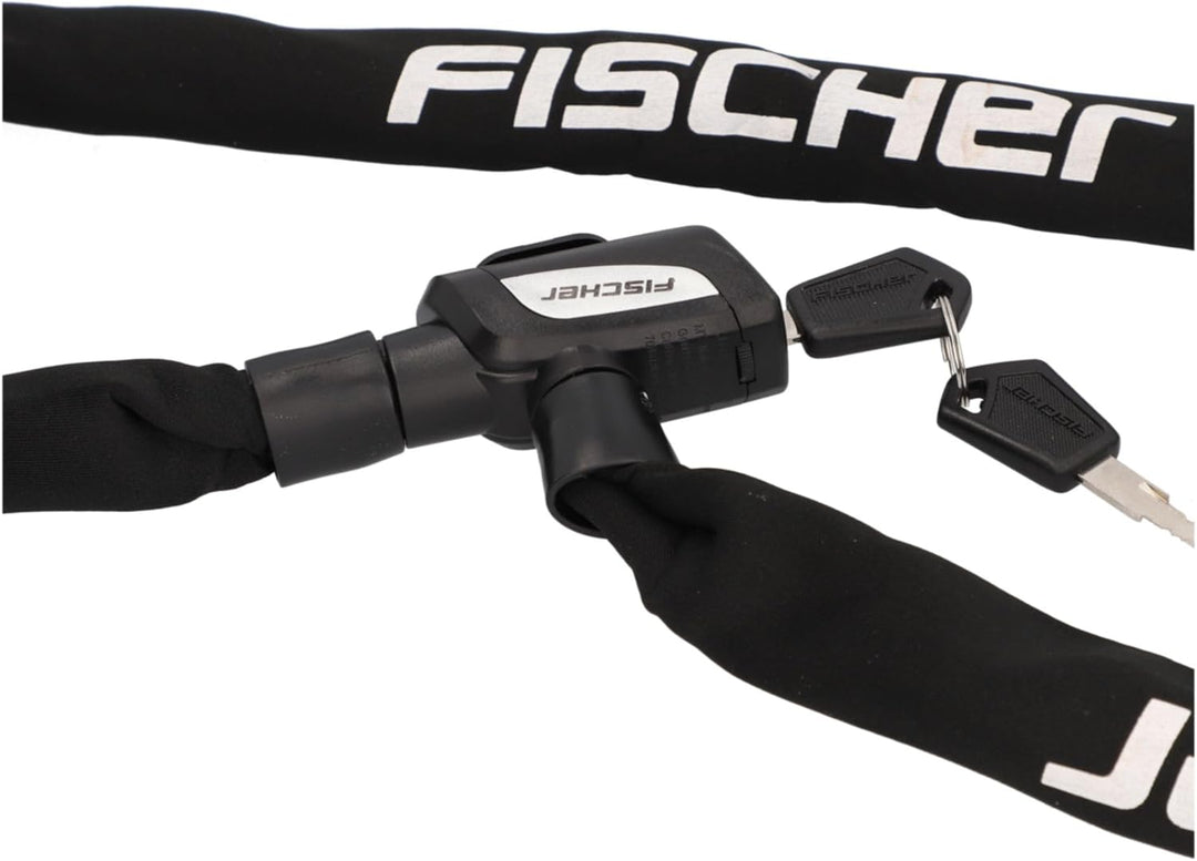 FISCHER Fahrradschloss, Kettenschloss Neopren mit 2 Schlüsseln, hohe Sicherheit für Fahrräder und E-