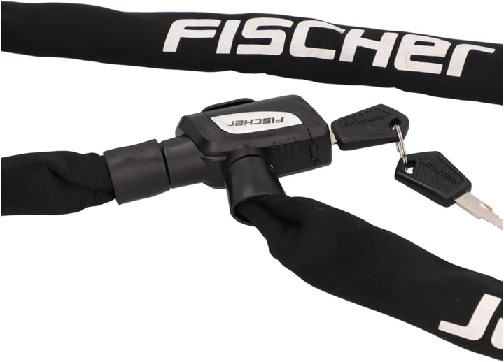 FISCHER Fahrradschloss, Kettenschloss Neopren mit 2 Schlüsseln, hohe Sicherheit für Fahrräder und E-