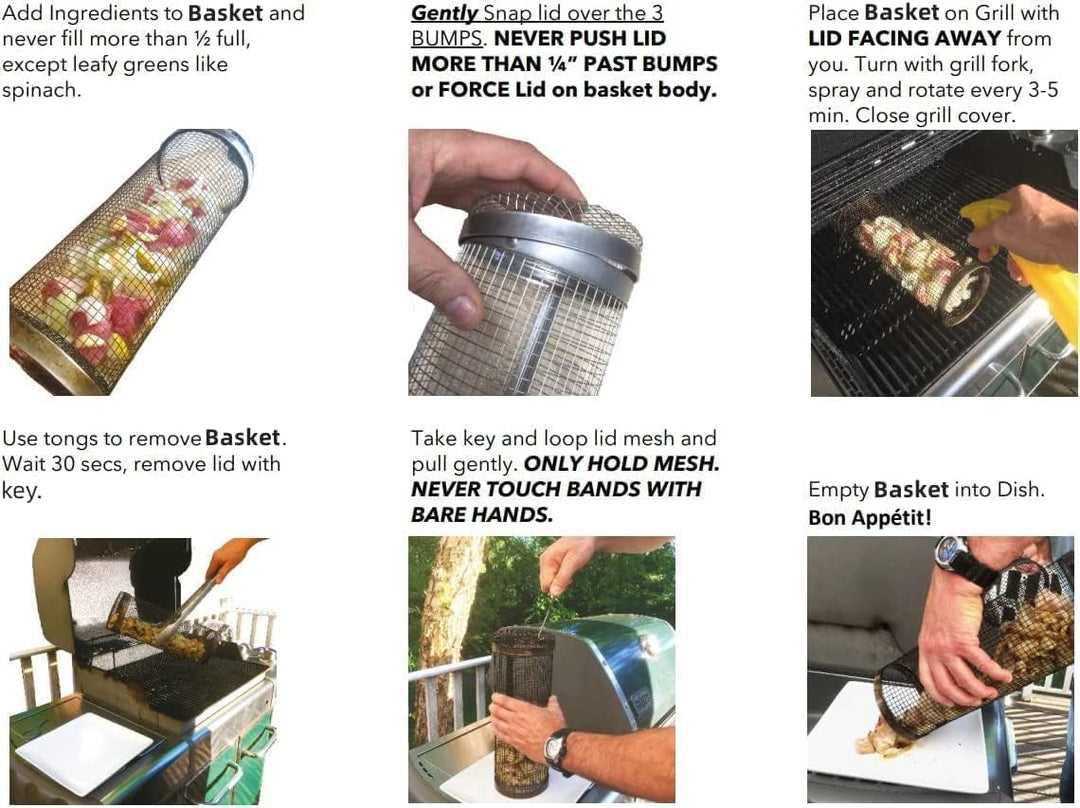 Rolling Grillkorb, BBQ Grillkorb Edelstahl, Edelstahl Grillkorb Ofen, Rotisserie Grill Für Aussengri