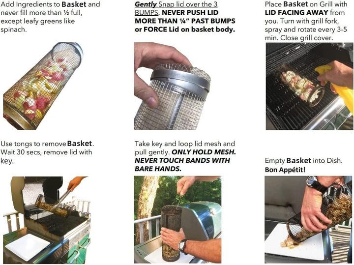 Rolling Grillkorb, BBQ Grillkorb Edelstahl, Edelstahl Grillkorb Ofen, Rotisserie Grill Für Aussengri